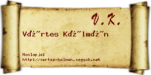 Vértes Kálmán névjegykártya